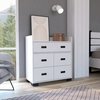Tuhome Alyn Dresser, Four Legs, Four Drawers, One Double Drawer, Superior Top, White CLB7154